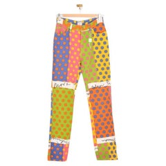 1990's Funky Vintage Moschino Colourful Polka Dot Pattern High waisted Jeans