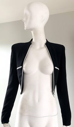 1980s Future Rifat Ozbek Black and White Vintage 80s Cropped Bolero Jacket