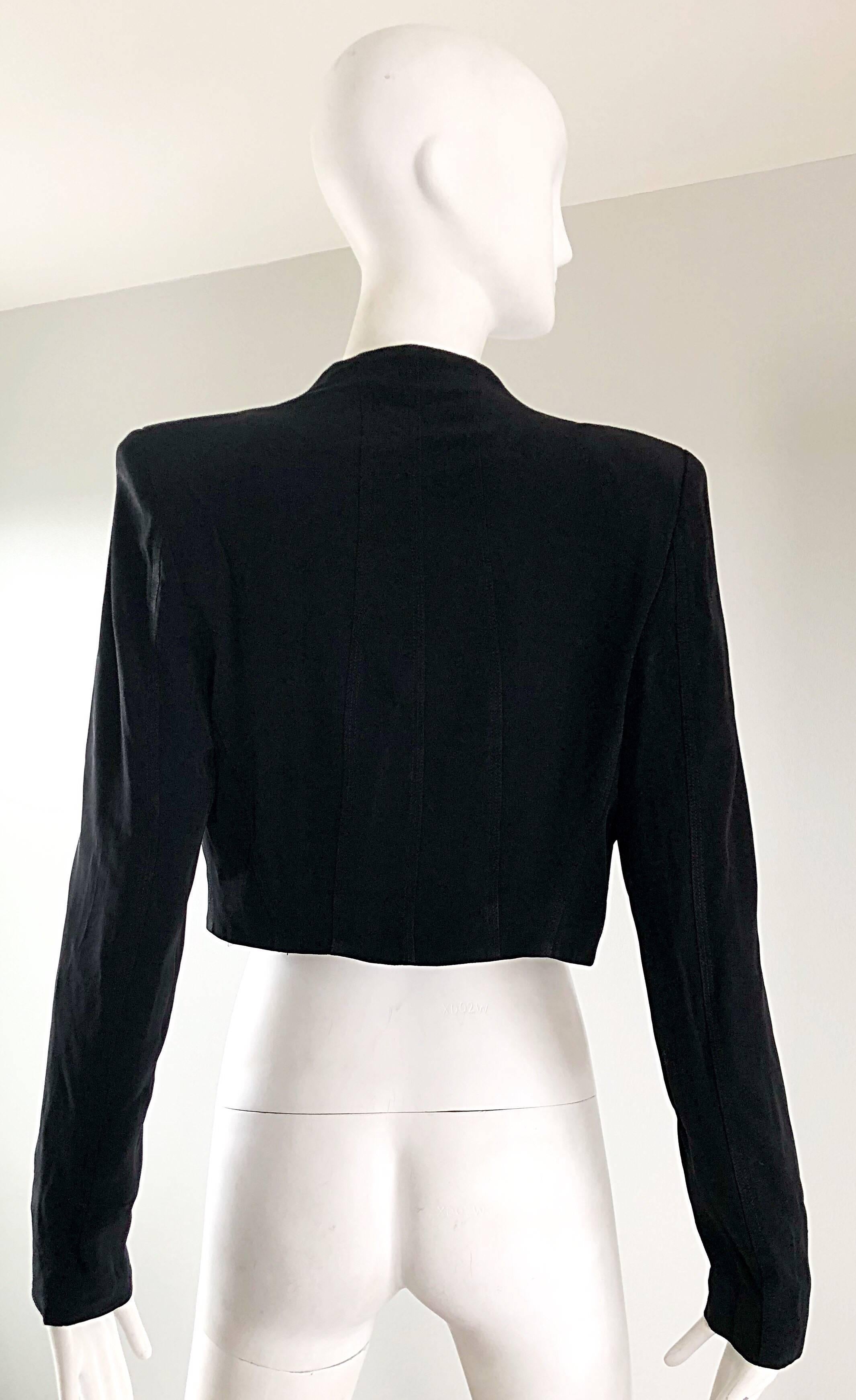 1980s Future Rifat Ozbek Black and White Vintage 80s Cropped Bolero Jacket In Excellent Condition In San Diego, CA
