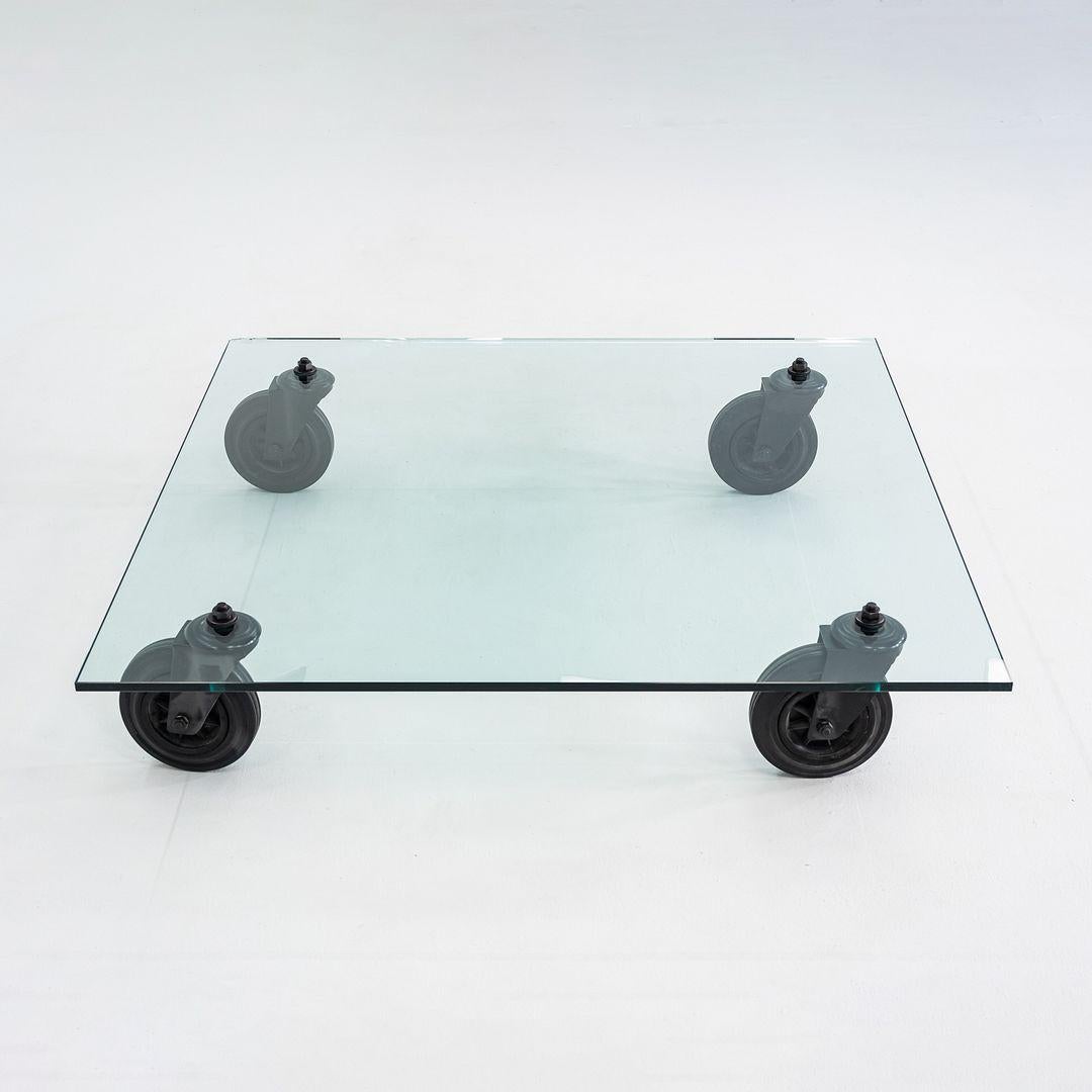 Métal 1990 Gae Aulenti for Fontana Arte Table basse en verre Tavolo Con Ruote 47