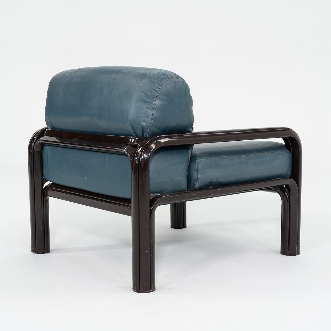 Enamel 1990s Gae Aulenti for Knoll Lounge Chair in Blue Leather 8x Available For Sale