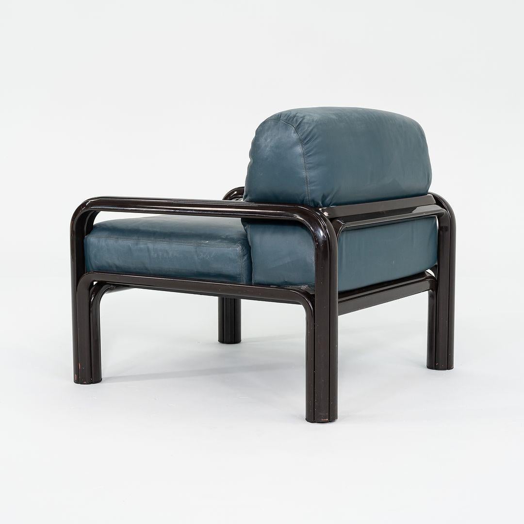 1990s Gae Aulenti for Knoll Lounge Chair in Blue Leather 8x Available For Sale 1