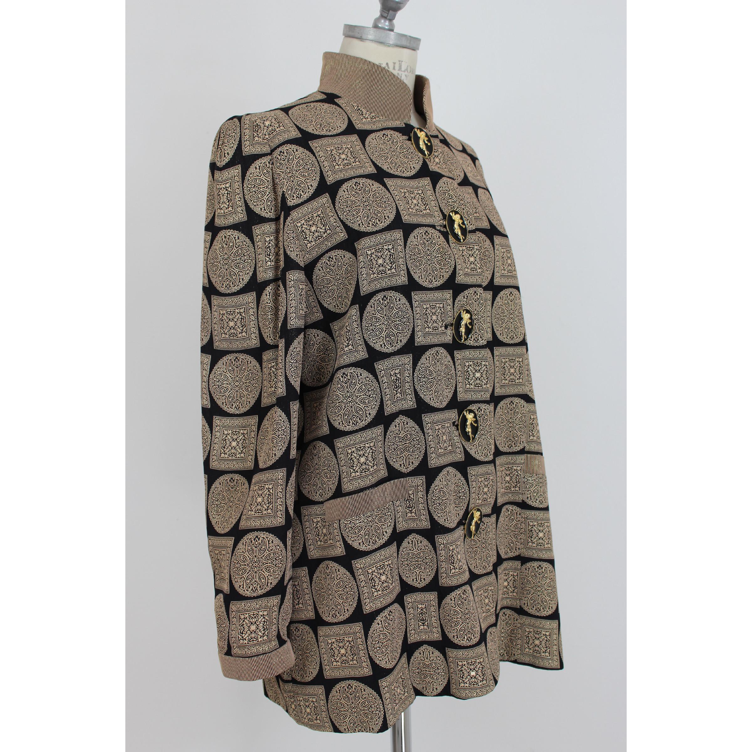 1990s Gai Mattiolo Black Gold Paisley Silk Vintage Jacket Blazer In New Condition In Brindisi, Bt