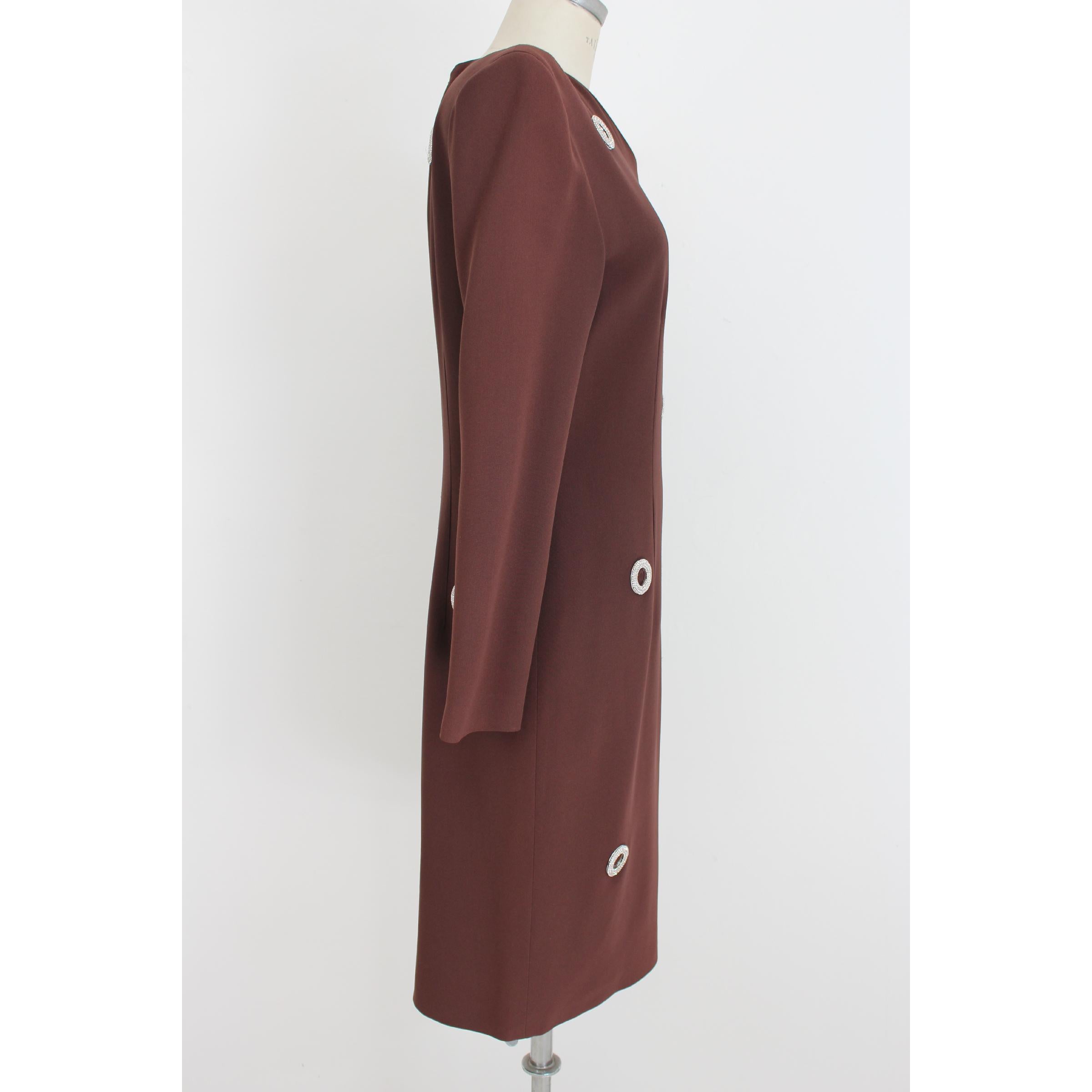 1990s Gai Mattiolo Couture Brown Swarovski Vintage Long Dress In New Condition In Brindisi, Bt