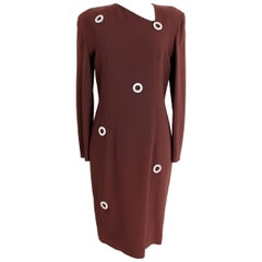 1990s Gai Mattiolo Couture Brown Swarovski Vintage Long Dress
