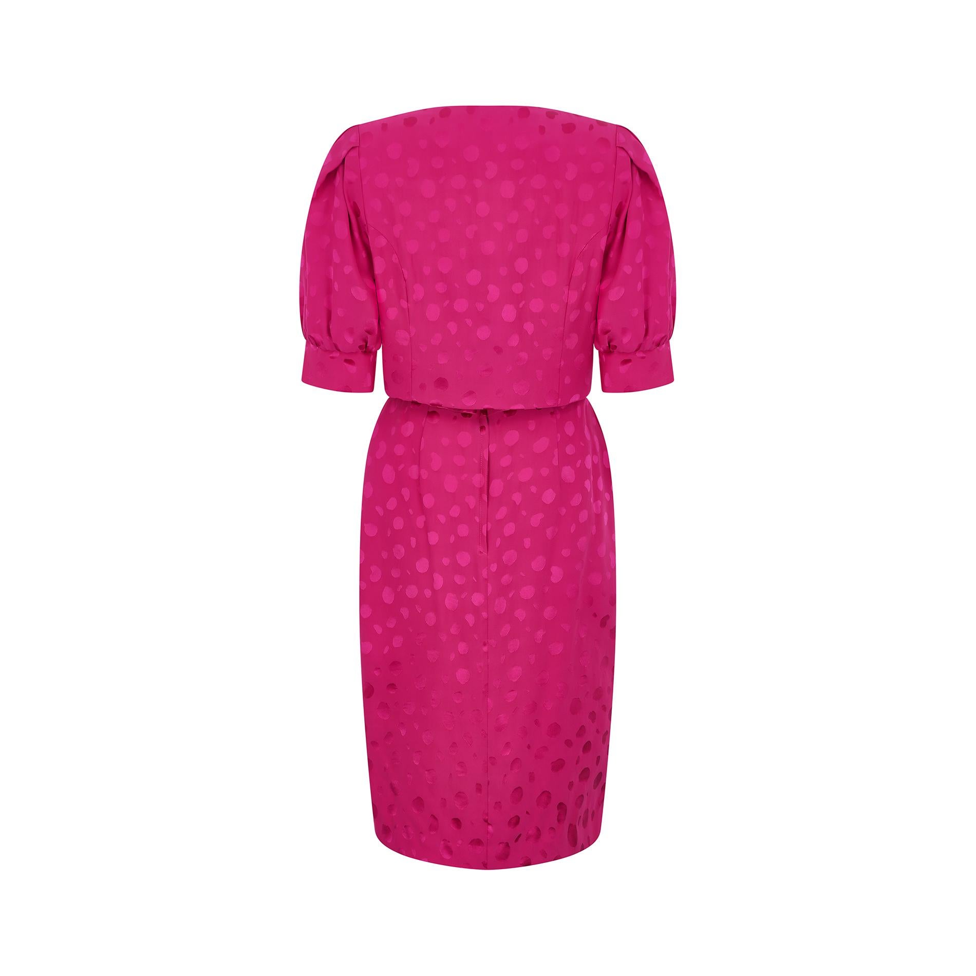 1990s Gail Hoppen Pink Dress Suit with Belt For Sale 1