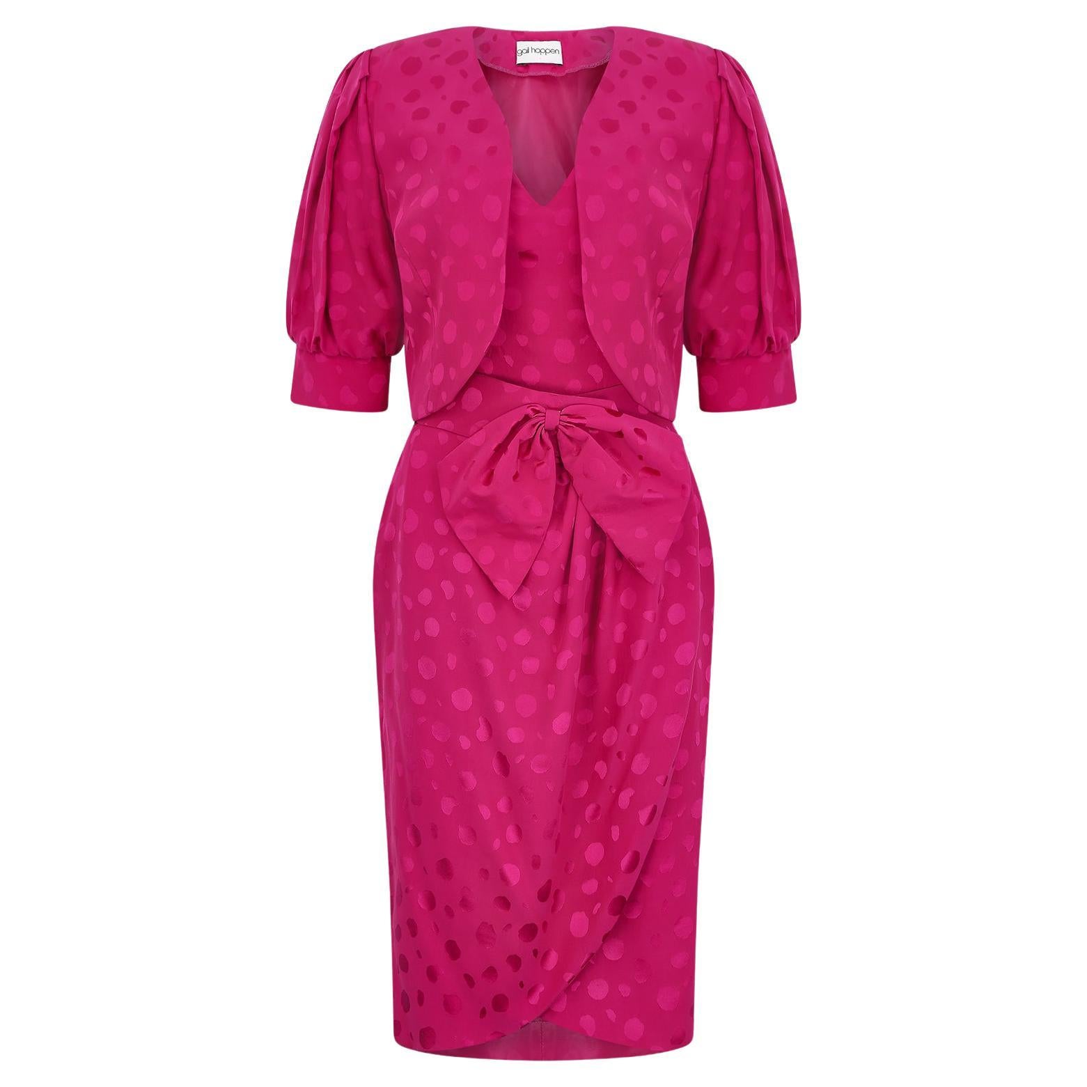 1990s Gail Hoppen Pink Dress Suit with Belt For Sale