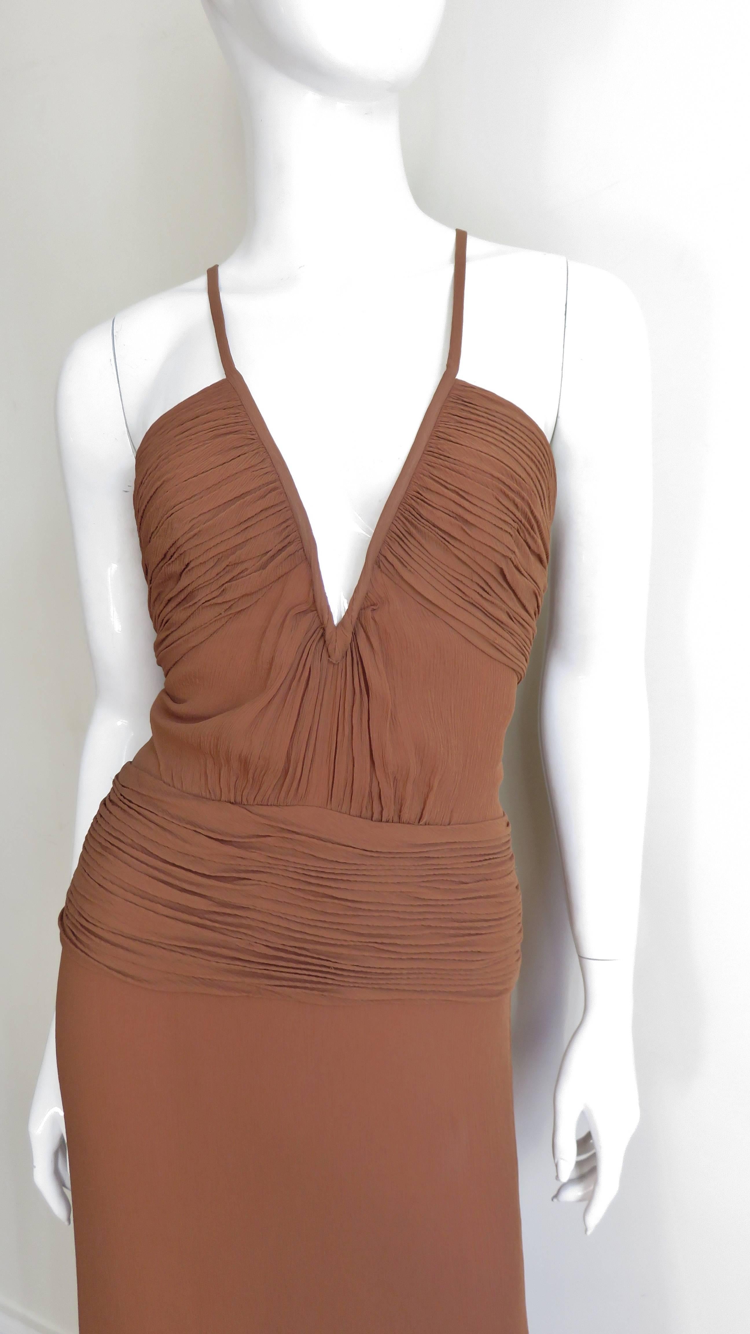 Gianni Versace Ruched Silk Dress 1990s In Good Condition For Sale In Water Mill, NY