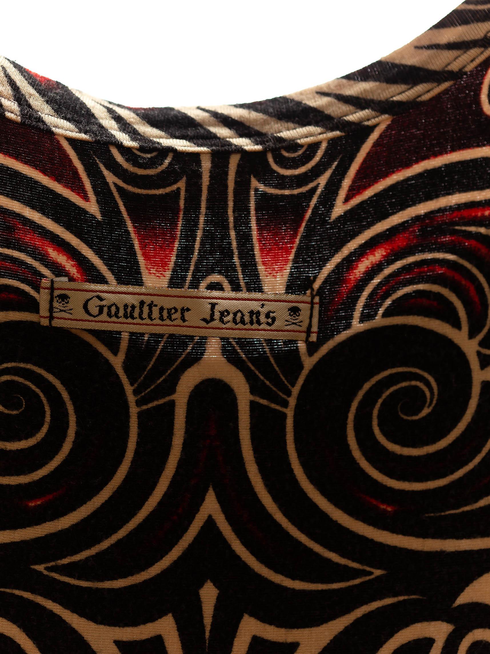 1990S GAULTIER JEANS Multicolor Viscose Blend Jersey Sleeveless Gown For Sale 5