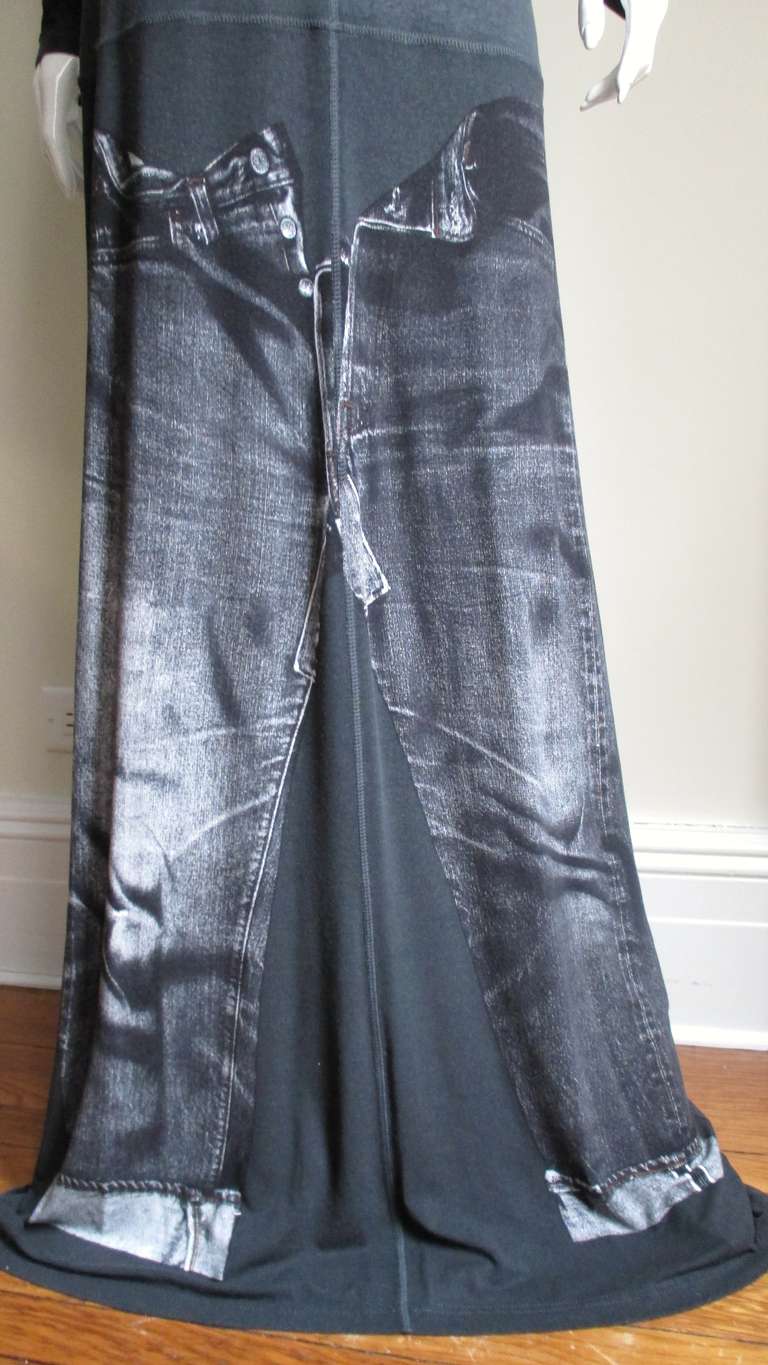 1990s Gaultier Trompe L'oeil Maxi Dress with Removable Sleeves 4