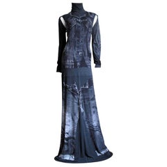 1990s Gaultier Trompe L'oeil Maxi Dress with Removable Sleeves