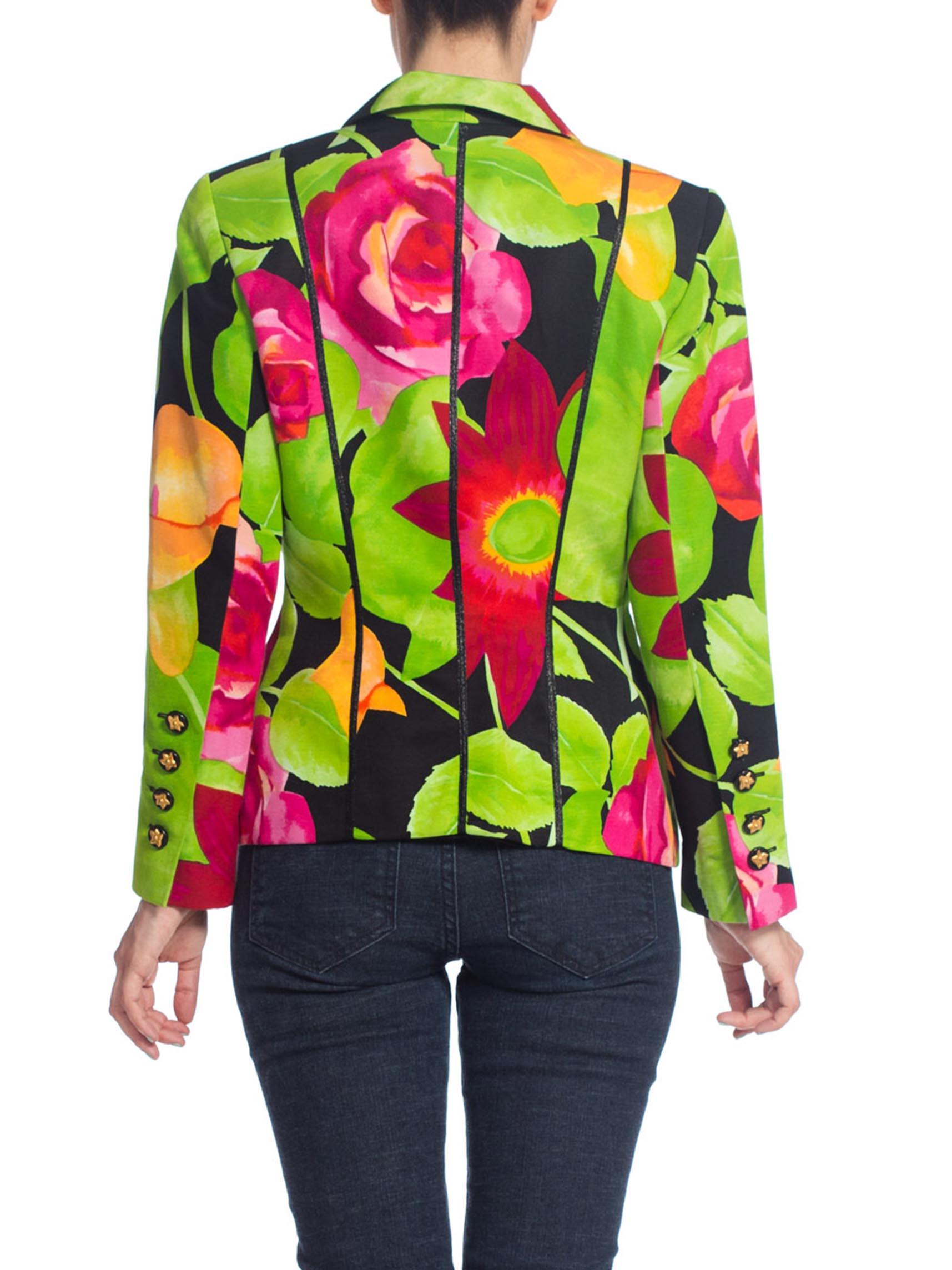 1990S GEMMA KAHNG Fran Drescher Vibes Floral Blazer Jacket In Excellent Condition In New York, NY
