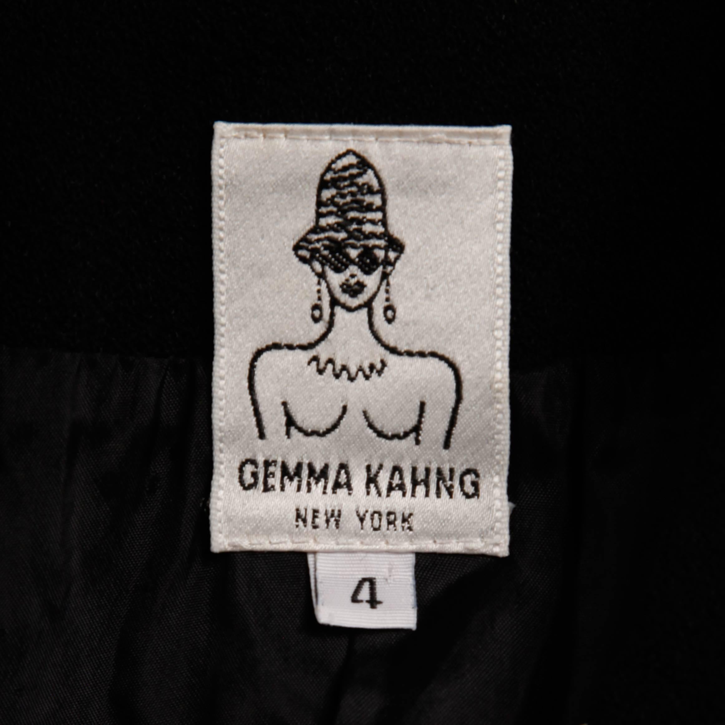 Women's 1990s Gemma Kahng Vintage Black + White Wool Tuxedo Blazer Jacket For Sale