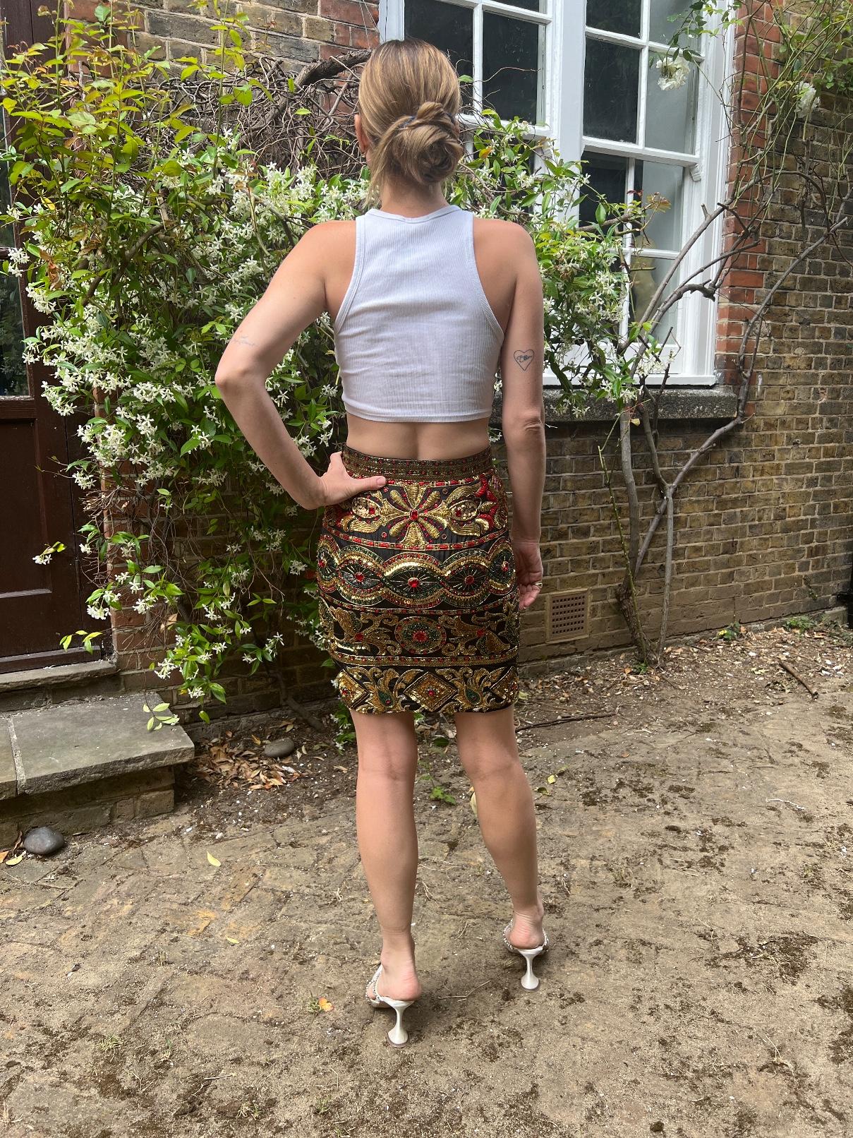 1990s Genny By Gianni Versace Baroque Beaded and Sequinned Skirt For Sale 1