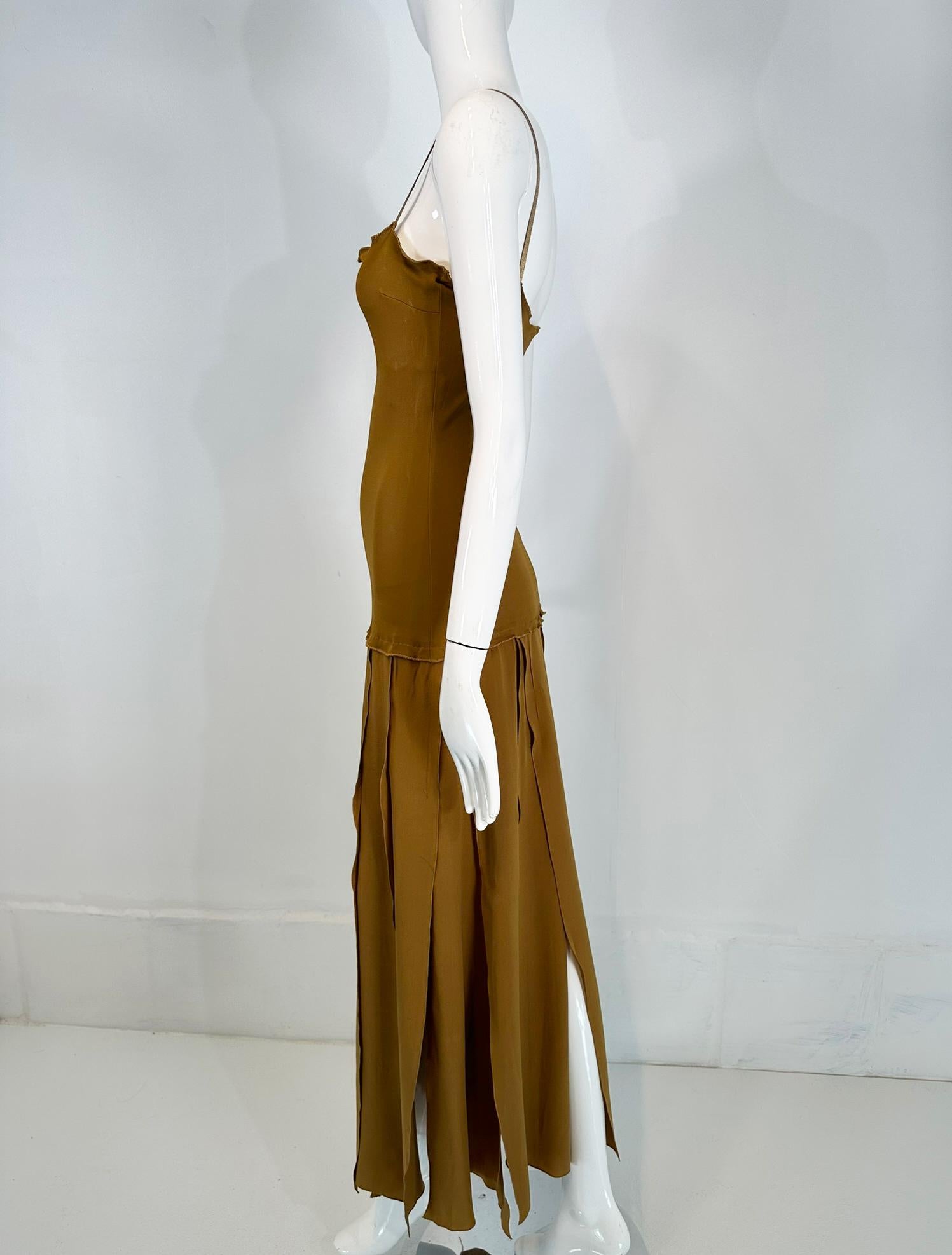Women's 1990s Genny Gold Jersey Gold Silk Chiffon Car Wash Skirt Evening Dress For Sale
