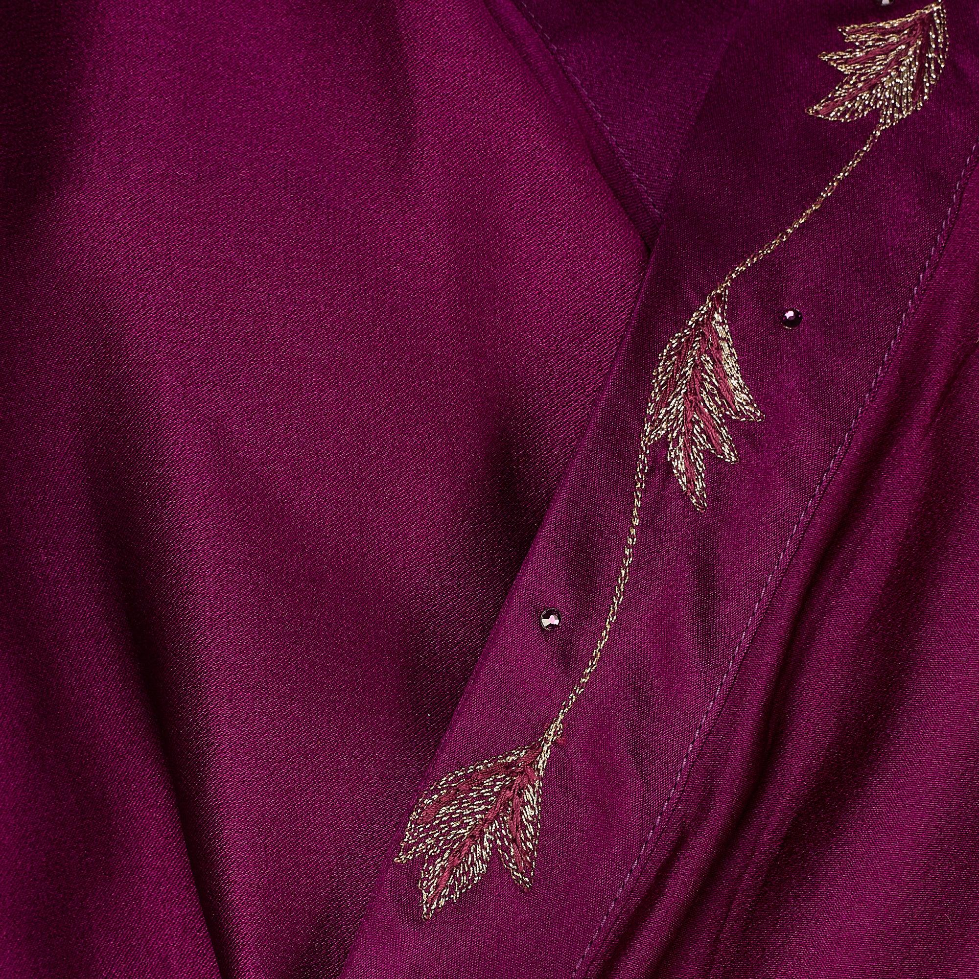 Tuta Genny anni '90 in raso viola con ricami in argento In condizioni ottime in vendita a London, GB
