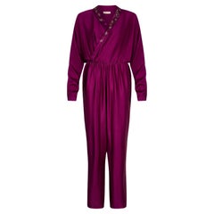 Tuta Genny anni '90 in raso viola con ricami in argento