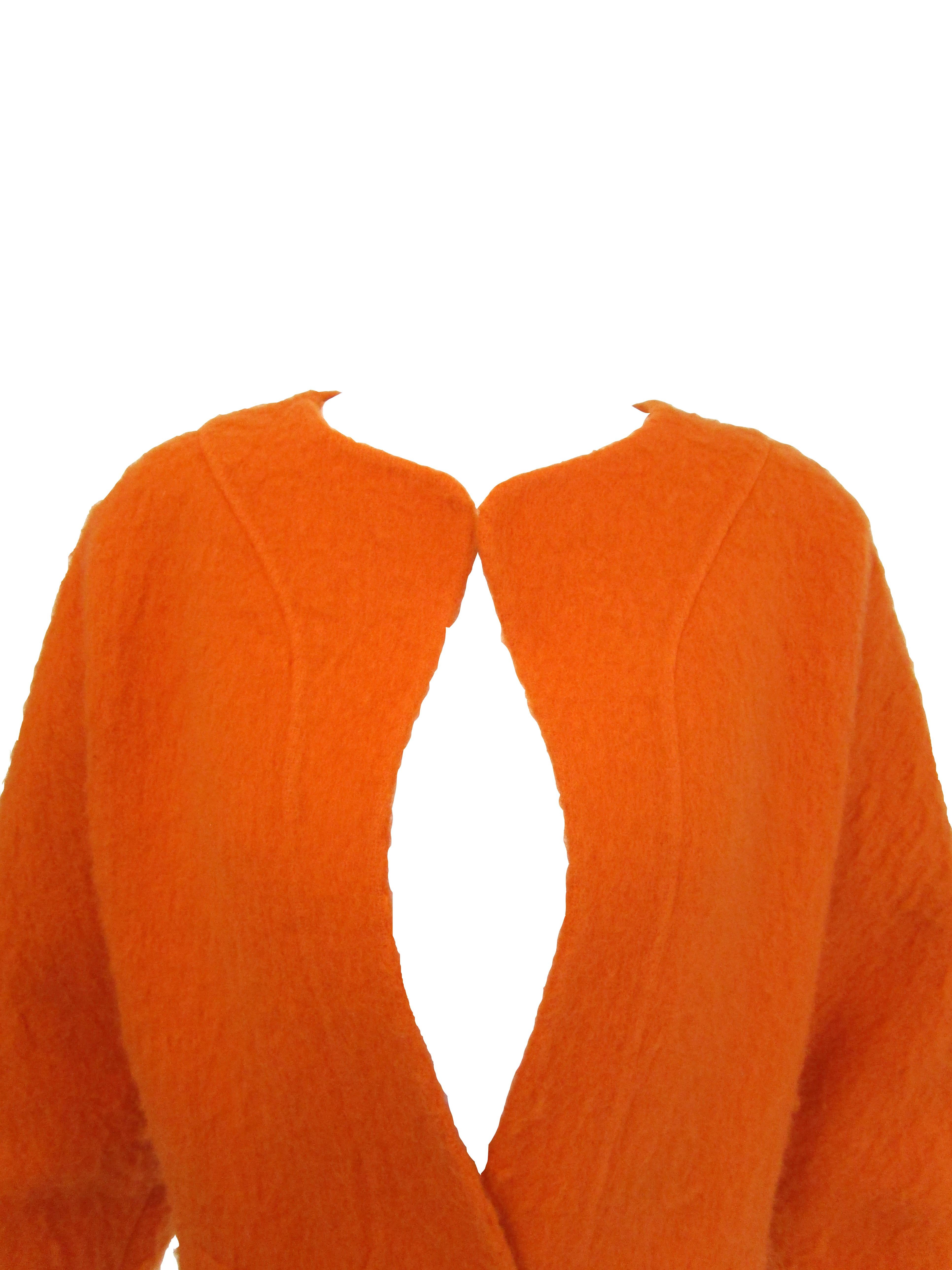  1990s Geoffery Beene Bright Orange Mohair Jacket - Cropped  In Excellent Condition For Sale In Houston, TX