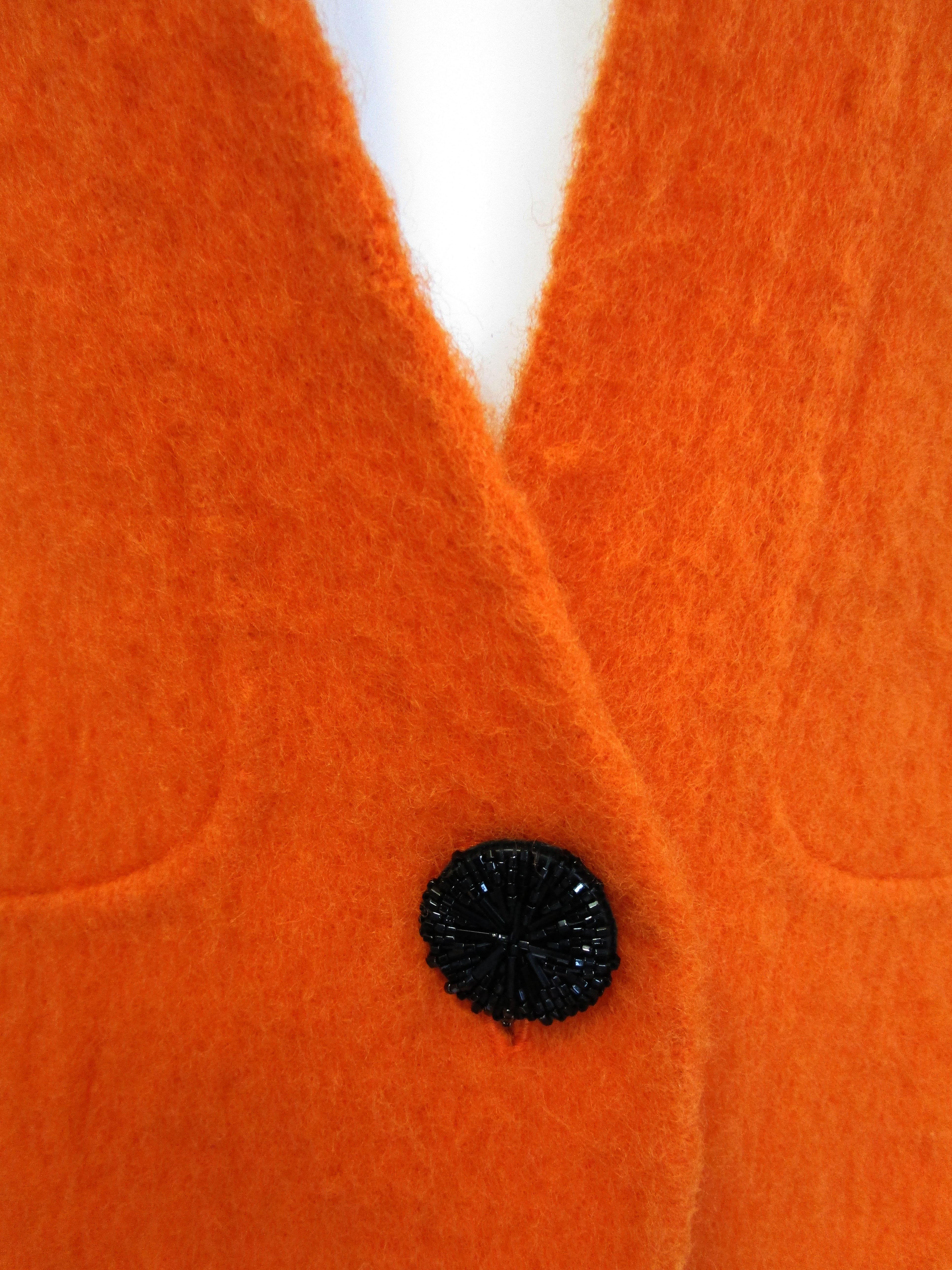 Women's  1990s Geoffery Beene Bright Orange Mohair Jacket - Cropped  For Sale