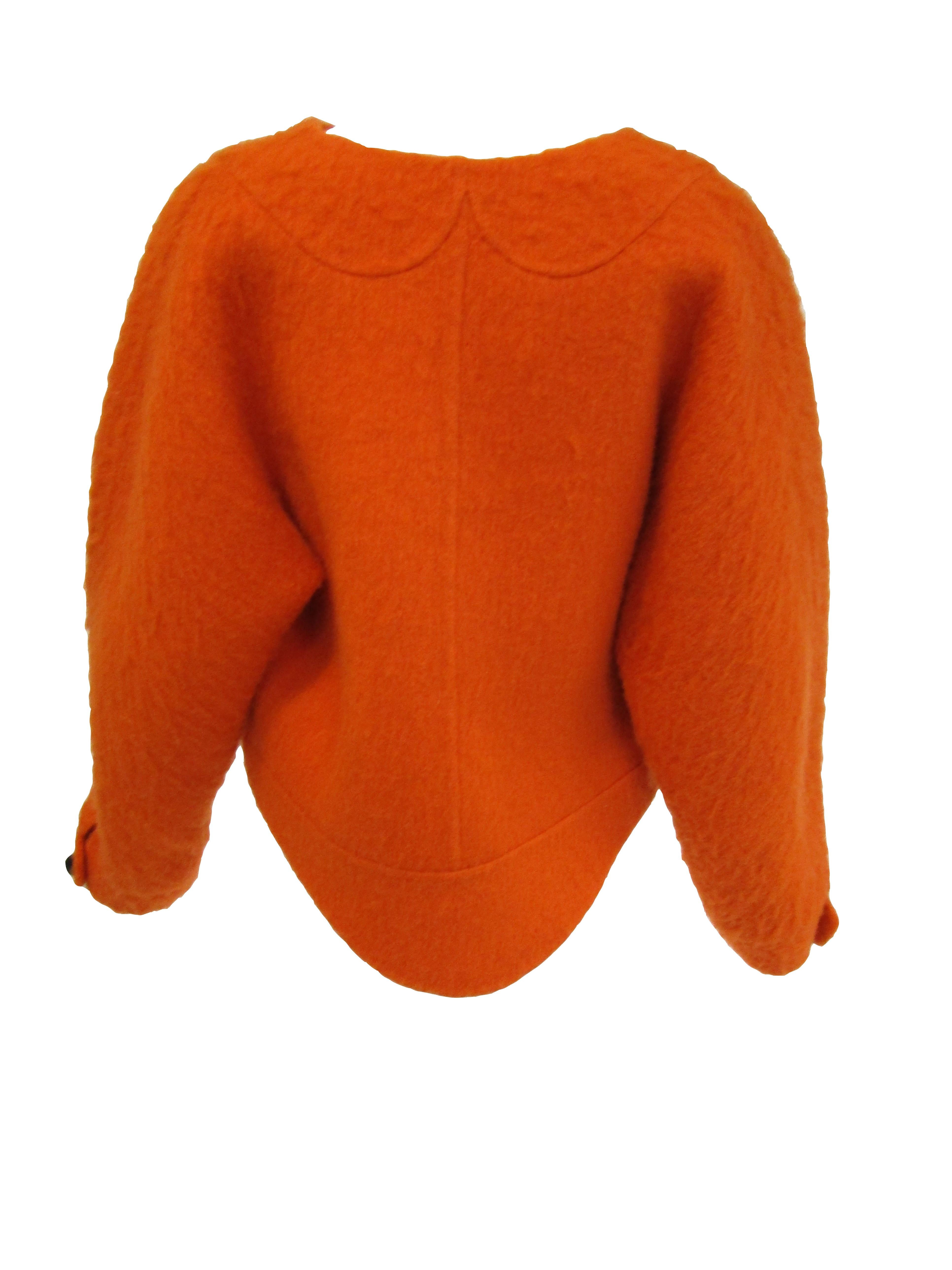  1990s Geoffery Beene Bright Orange Mohair Jacket - Cropped  For Sale 2