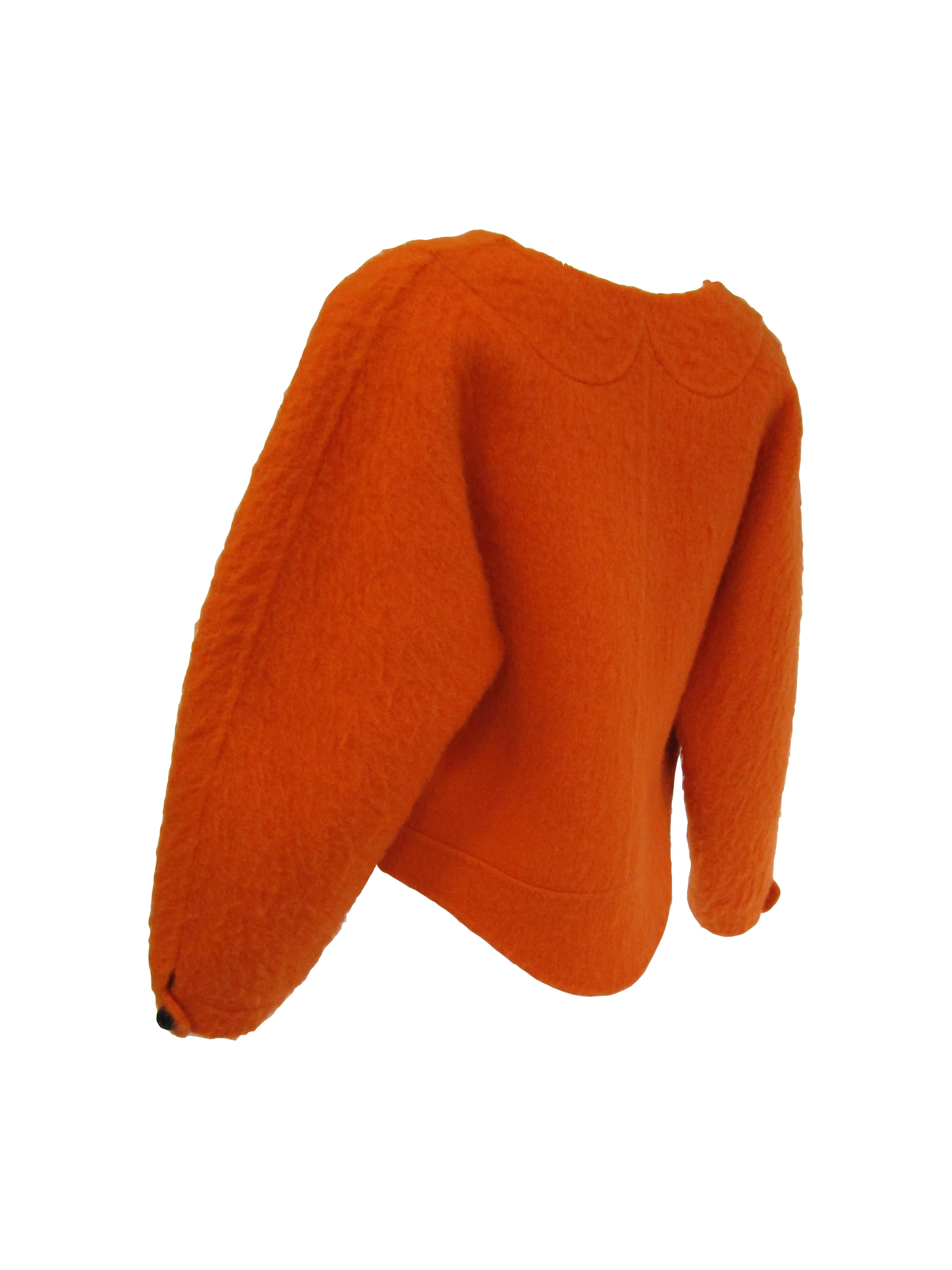  1990s Geoffery Beene Bright Orange Mohair Jacket - Cropped  For Sale 3