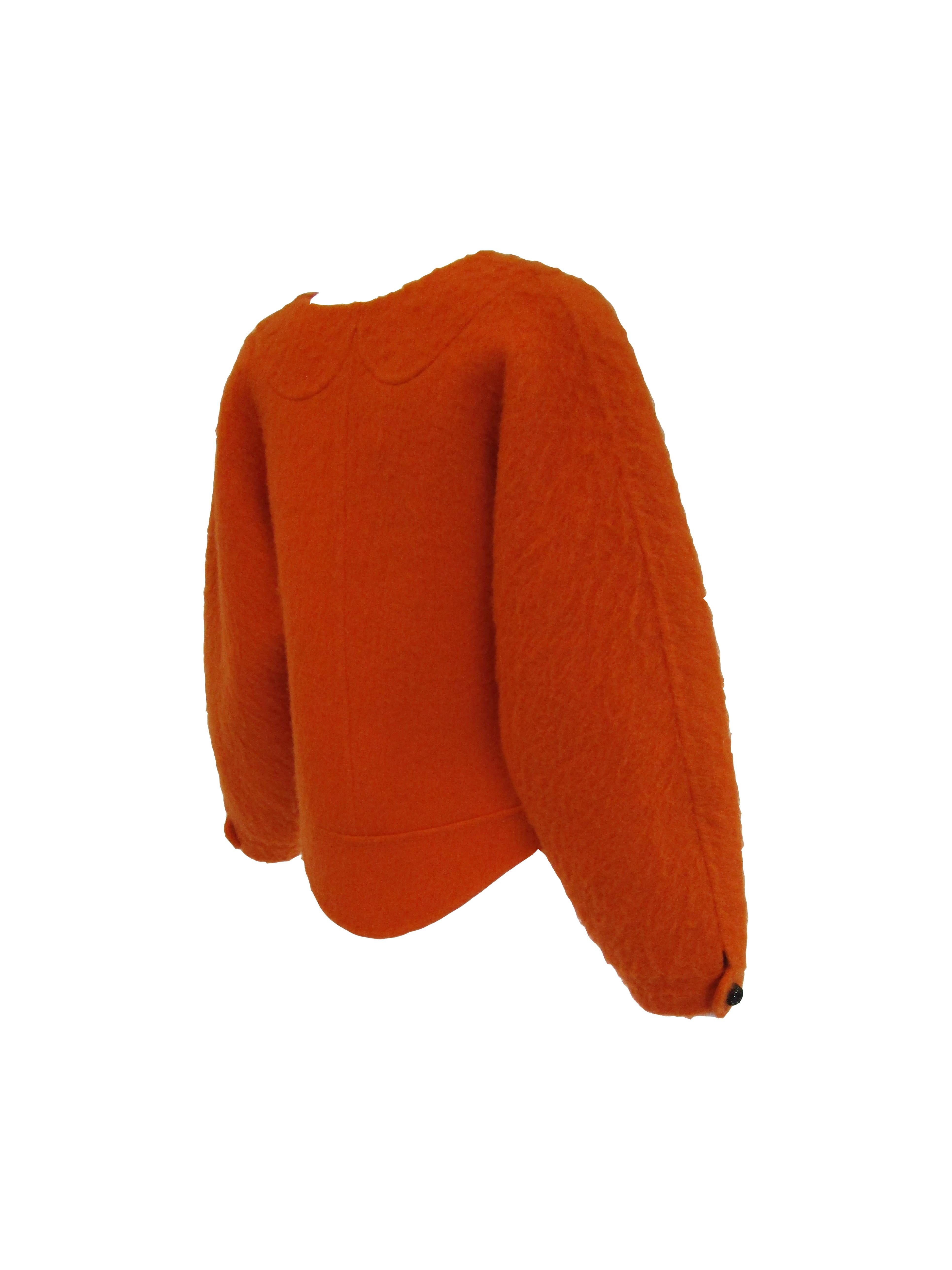 1990s Geoffery Beene Bright Orange Mohair Jacket - Cropped  For Sale 4