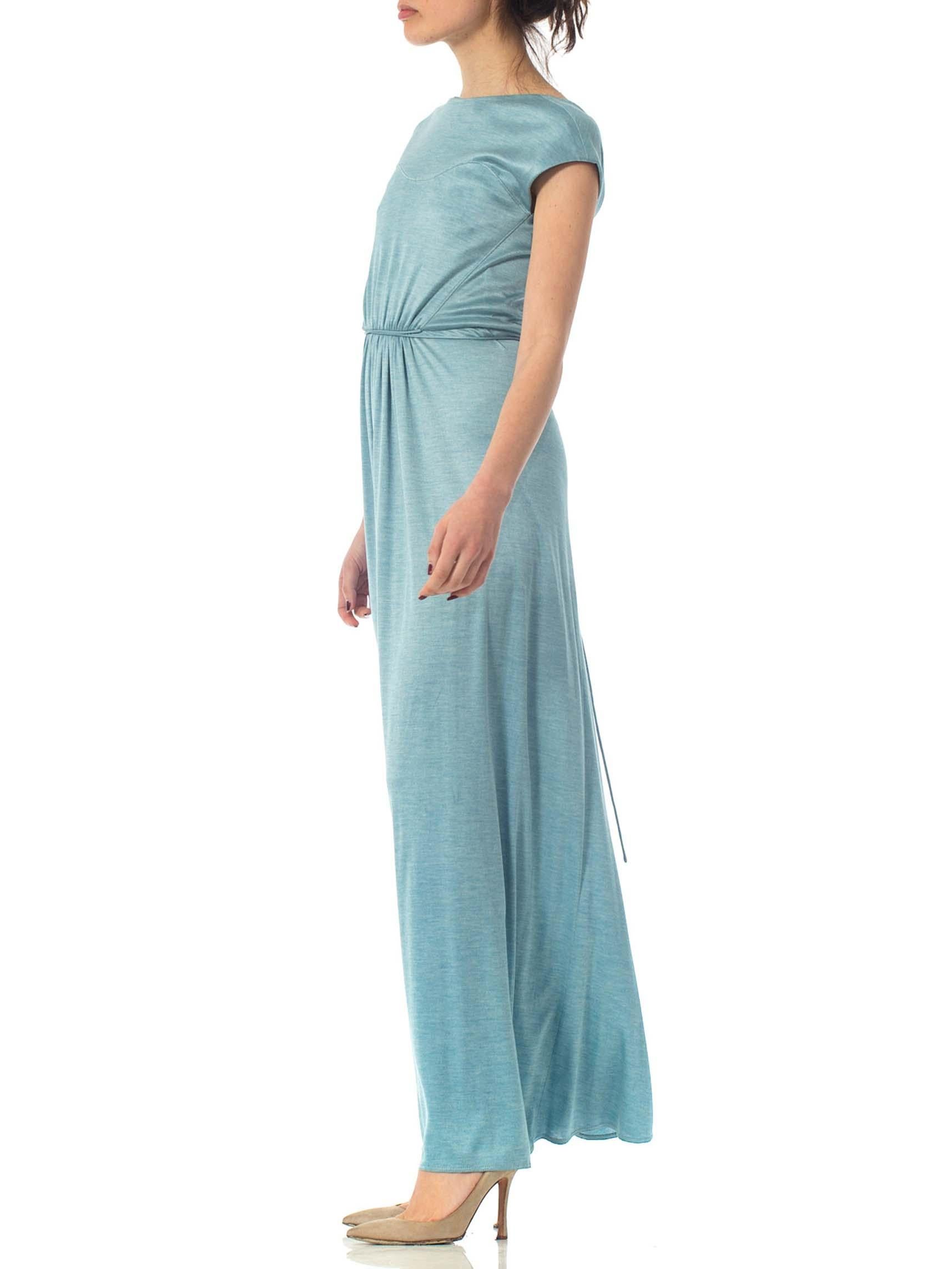 1990S GEOFFREY BEENE Baby Blue Silk Jersey Minimalist Gown 5