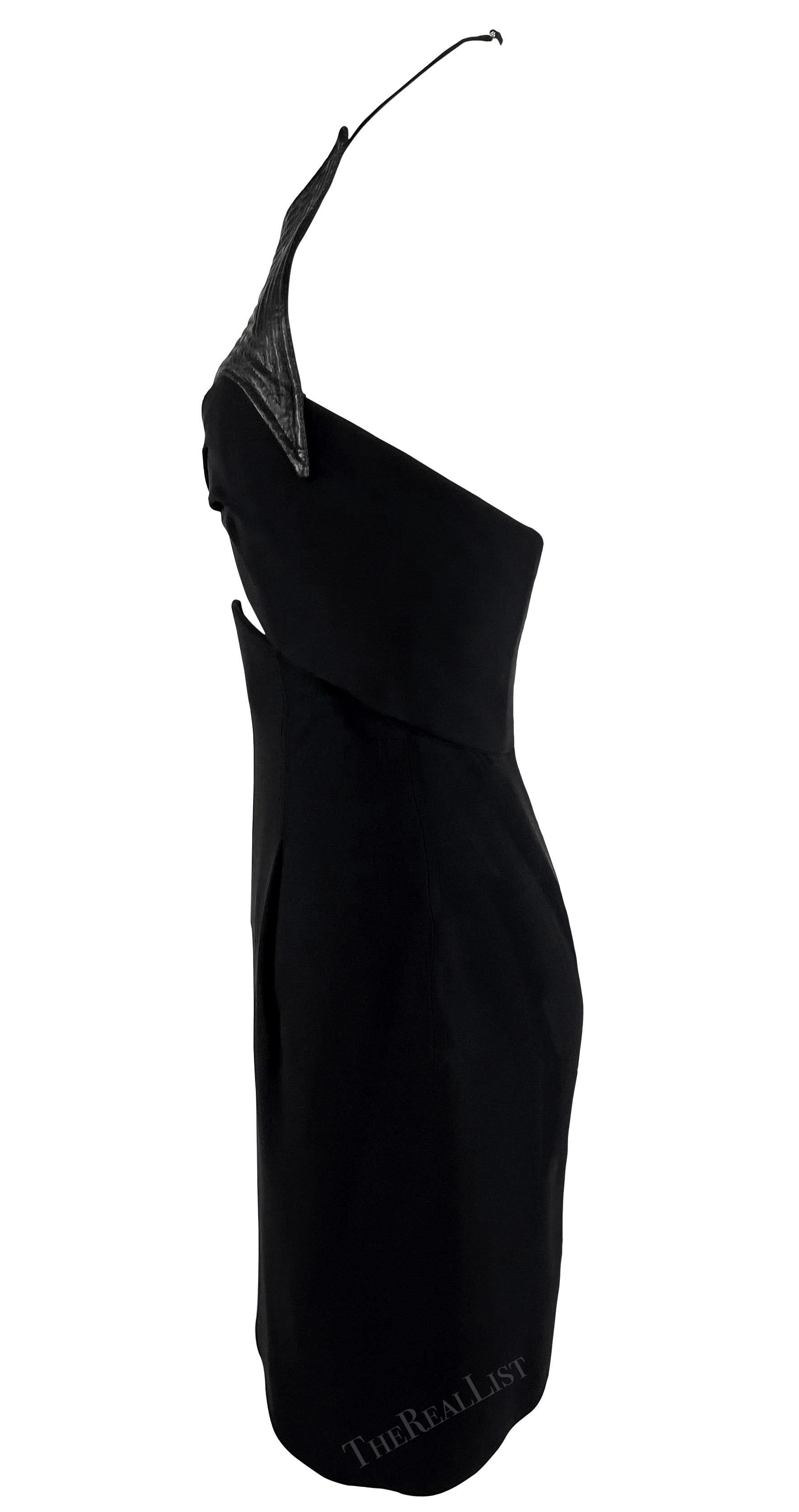 Women's 1990s Geoffrey Beene Black Quilted Cut Out Halter Mini Dress For Sale