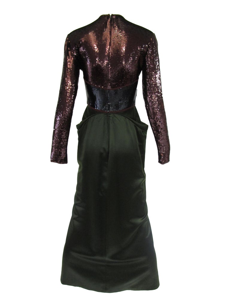 S | 1950s Turquoise Satin Sequined Cocktail Dress