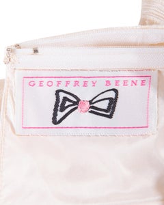 1990's Geoffrey Beene Ecru Striped Corset Strapless Cocktail Dress