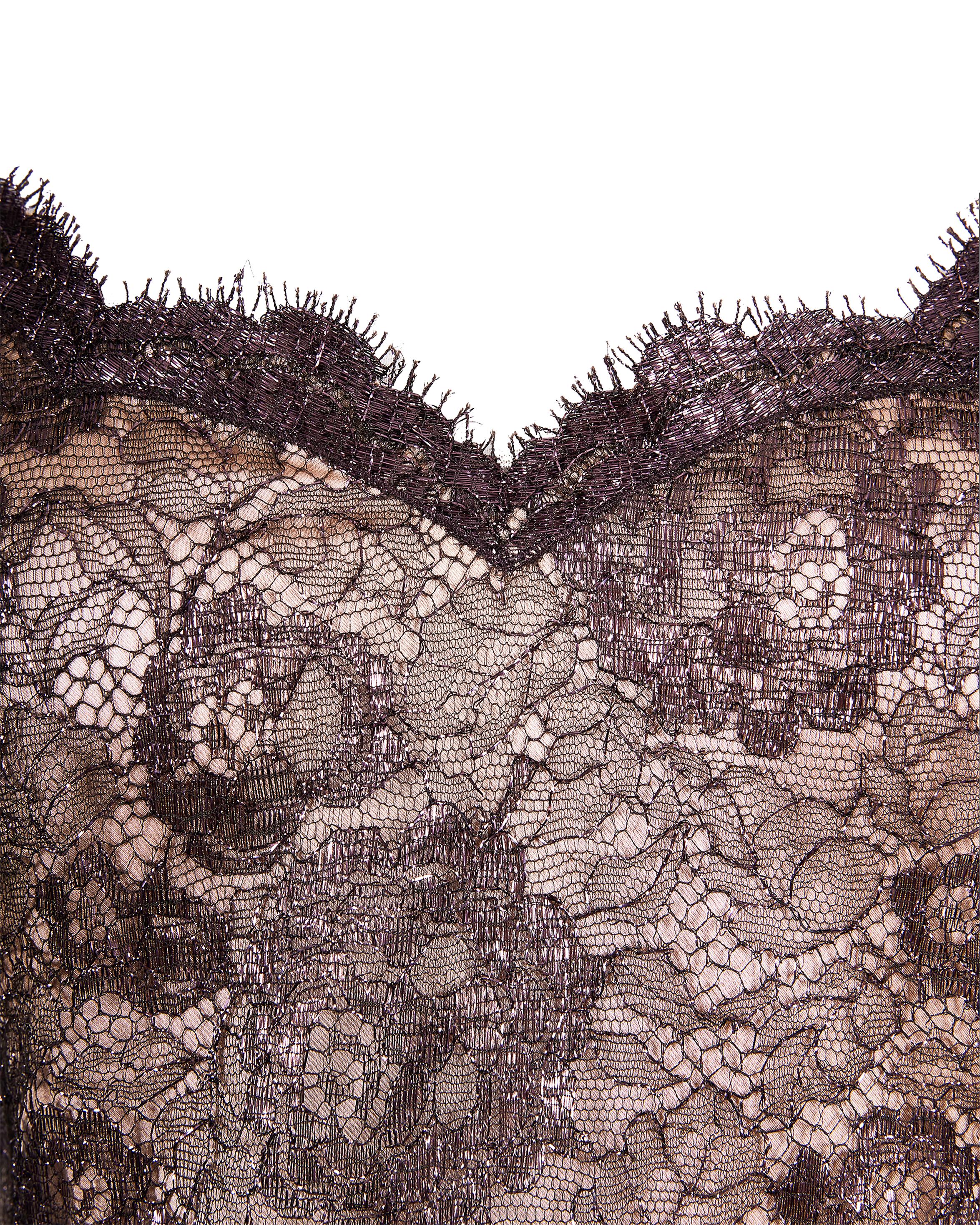 Women's 1990's Geoffrey Beene Metallic Lace Slip Dress