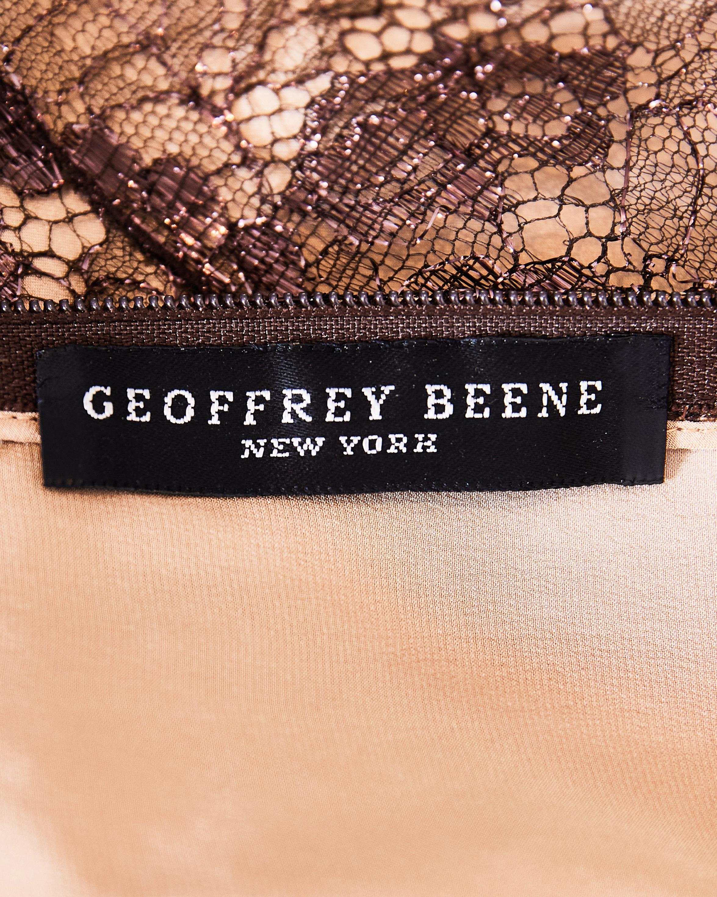 1990's Geoffrey Beene Metallic Lace Slip Dress 1