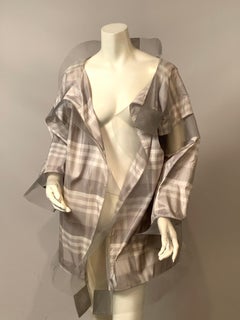1990's Geoffrey Beene Silk Plaid Jacket with Horsehair Trim