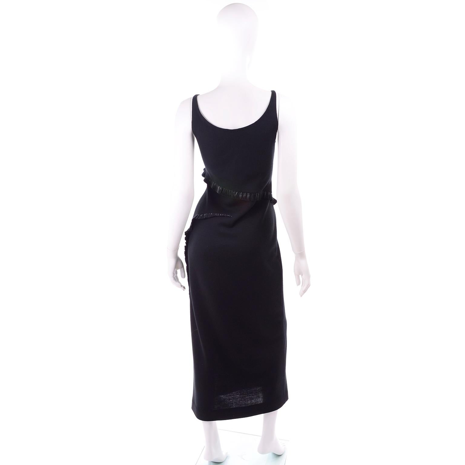 1990s Geoffrey Beene Vintage Black Alpaca Dress and Coat Ensemble For Sale 1