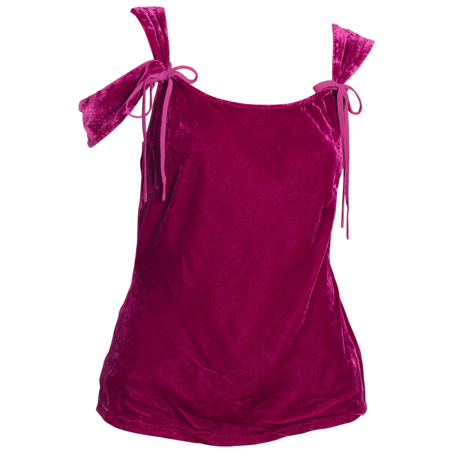 1990s Ghost Bias Cut Galliano Style Pink Velvet Top