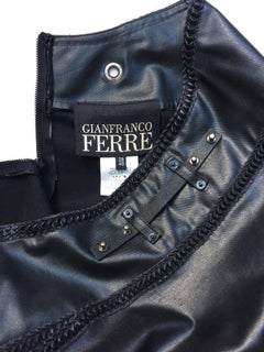 1990s Gianfranco Ferrè Black Eco Leather Evening Long Skirts