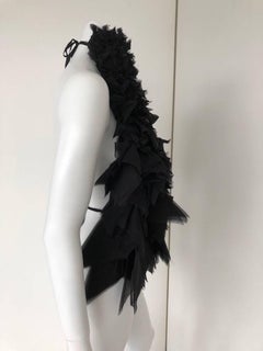 2000s Gianfranco Ferrè Haute Couture Black Top Organza and Silk Made in Italy