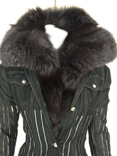 2000s Gianfranco Ferrè Silver Fox Fur Collar Jacket