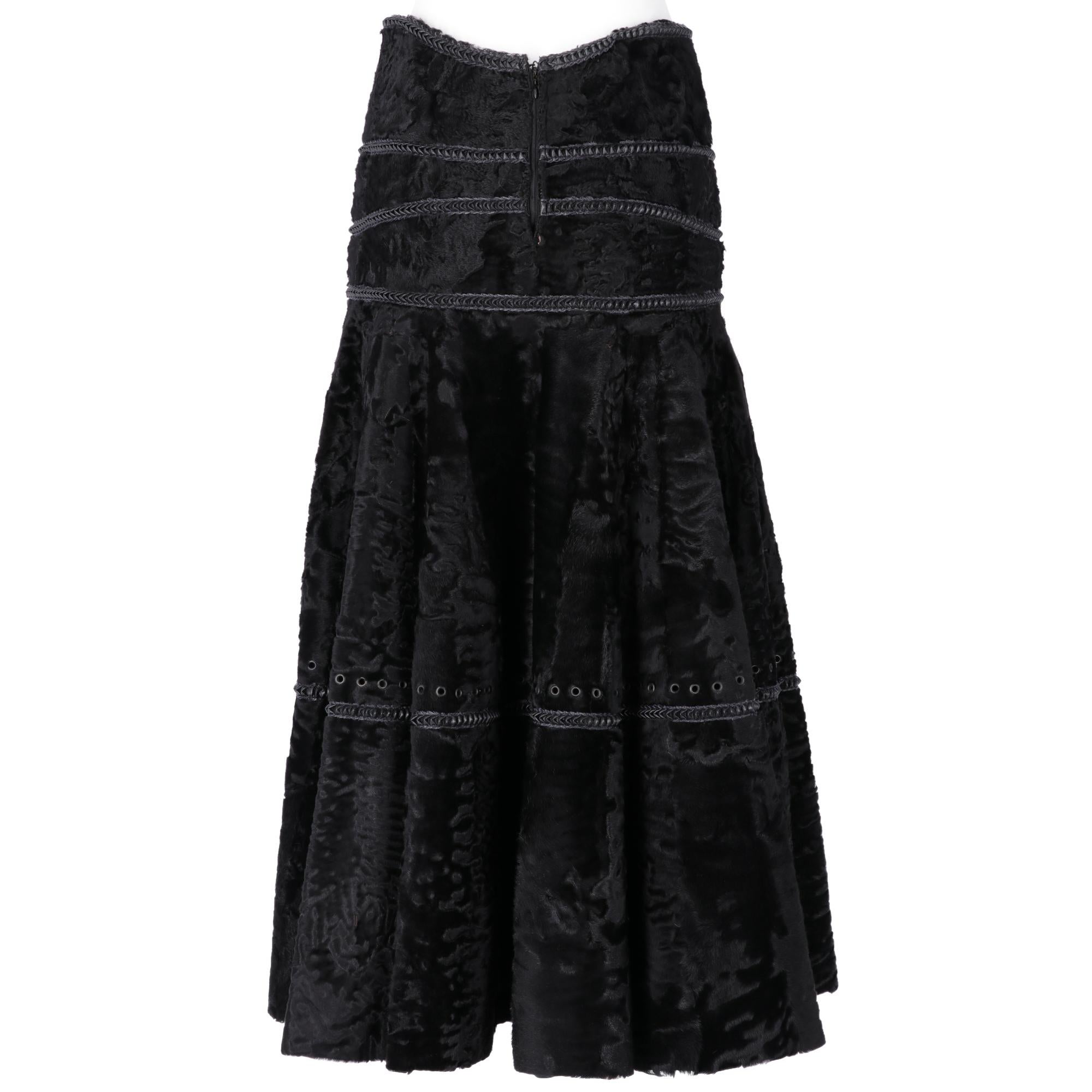 1990s Gianfranco Ferrè Black Astrakhan Fur Skirt In New Condition For Sale In Lugo (RA), IT