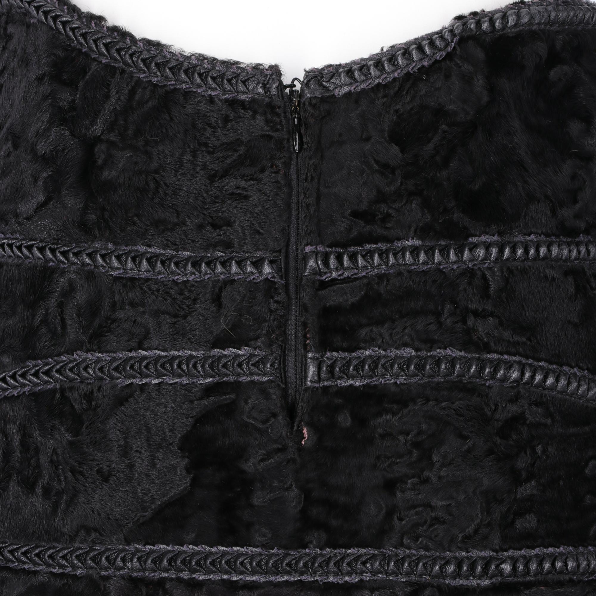 1990s Gianfranco Ferrè Black Astrakhan Fur Skirt For Sale 2