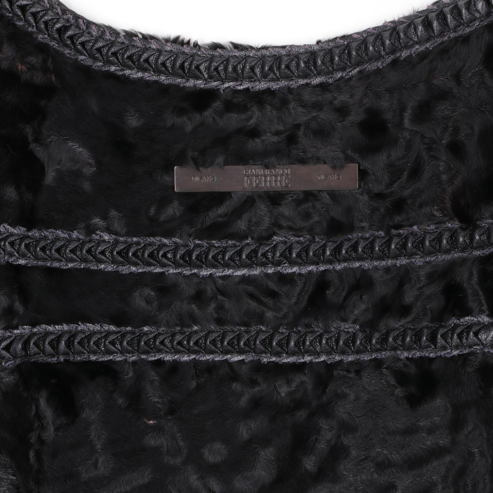 1990s Gianfranco Ferrè Black Astrakhan Fur Skirt For Sale 3
