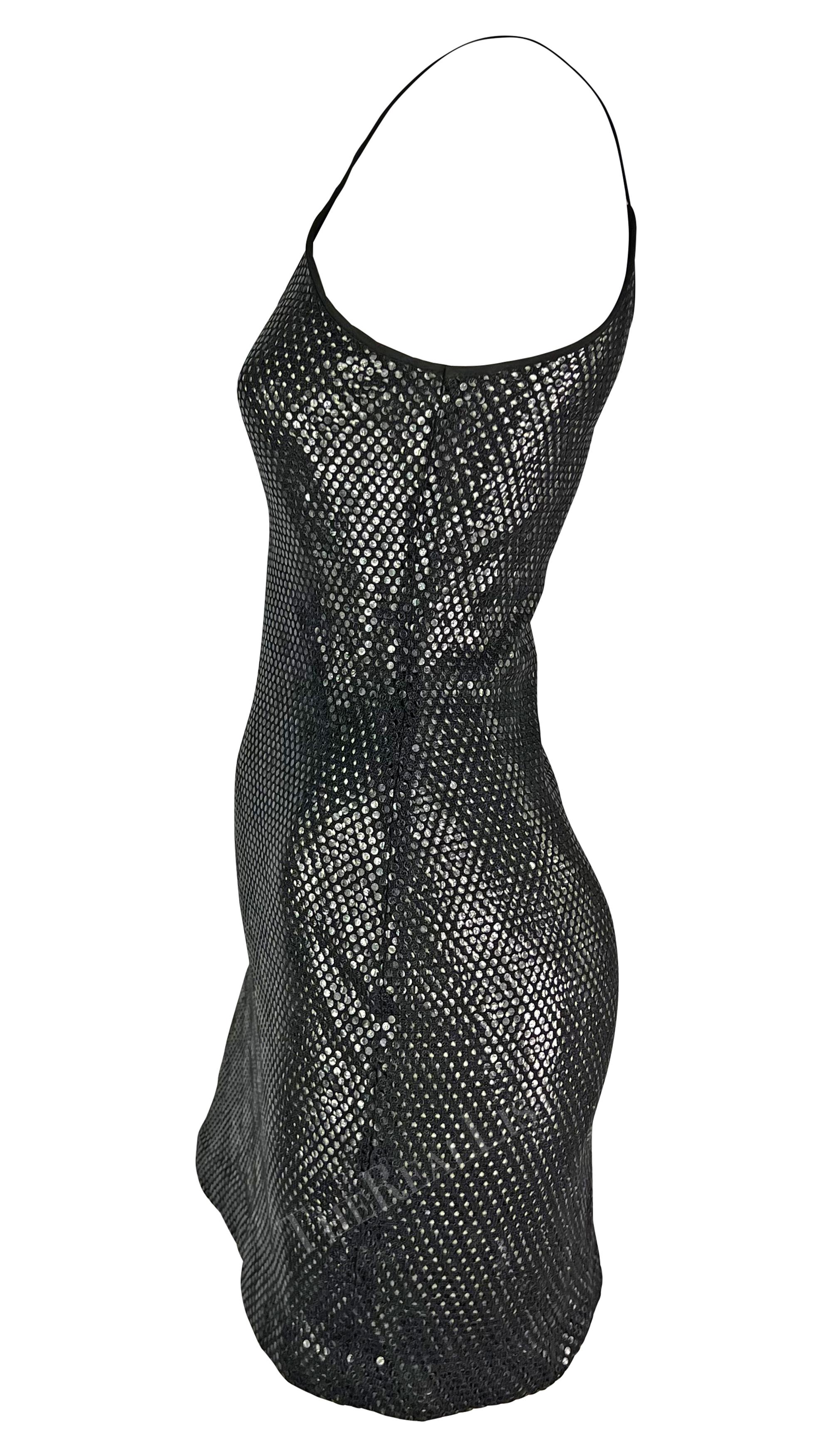 1990s Gianfranco Ferré Black Cutout Transparent Paillette Bodycon Mini Dress In Good Condition For Sale In West Hollywood, CA