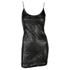 1990s Gianfranco Ferré Black Cutout Transparent Paillette Bodycon Mini Dress