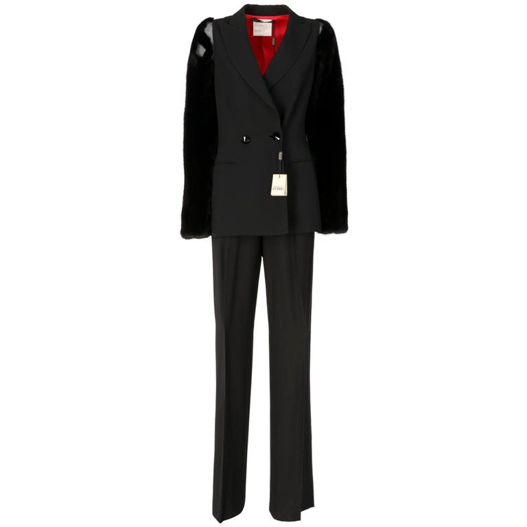 1990s Gianfranco Ferrè Black Mink Suit For Sale at 1stdibs