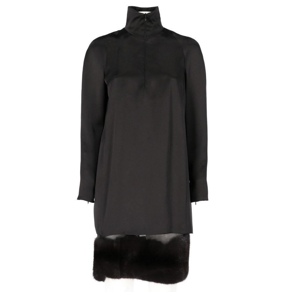 1990s Gianfranco Ferré black silk suit, featuring a top and a skirt For Sale