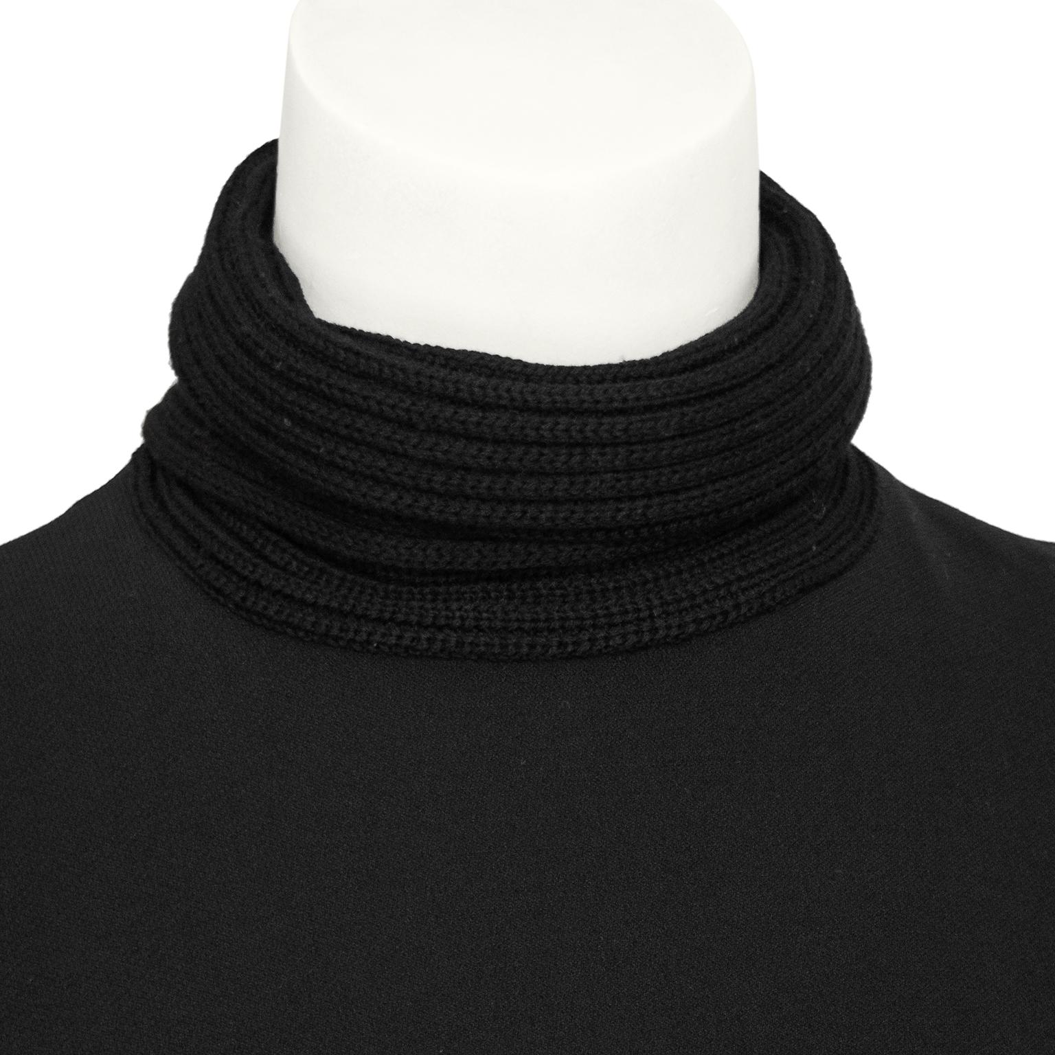 Women's 1990s Gianfranco Ferre Black Turtleneck Dress with Button Detail For Sale