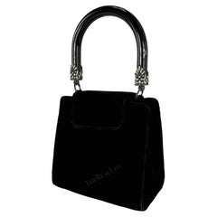 Vintage 1990s Gianfranco Ferré Black Velvet Acrylic Top Handle Box Bag