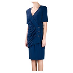 1990s Gianfranco Ferré Blue Blazer and Skirt silk Suit