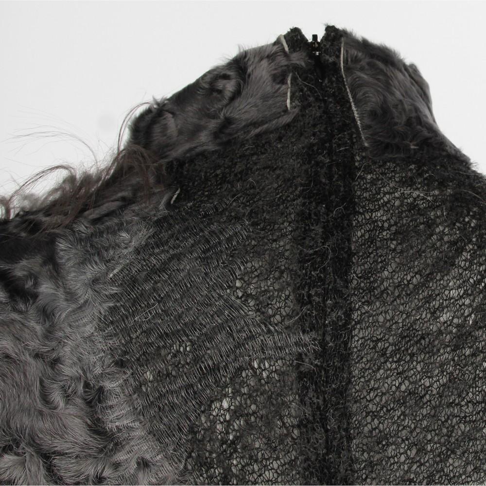 Black 1990s Gianfranco Ferré dark grey alpaca, mohair and wool blend long dress