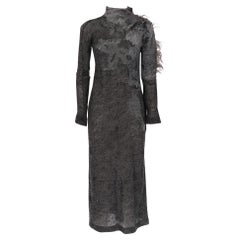 1990s Gianfranco Ferré dark grey alpaca, mohair and wool blend long dress